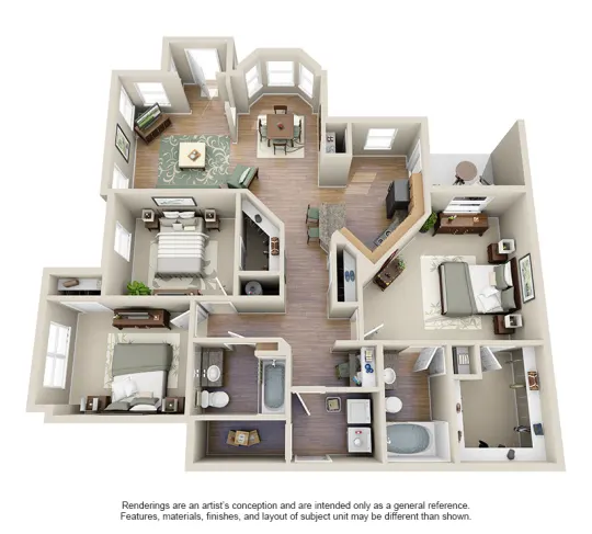 Villas at Huffmeister Houston Apartment Floor Plan 12