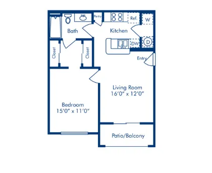 Camden Holly Springs Houston Apartment Floor Plan 1