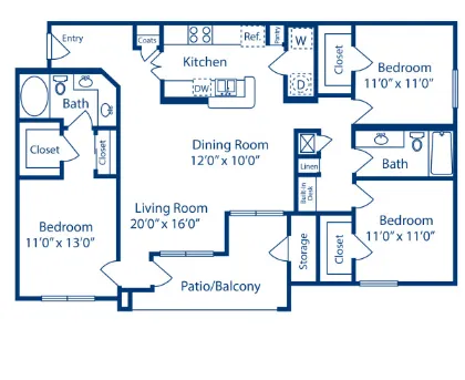 Camden Holly Springs Houston Apartment Floor Plan 13