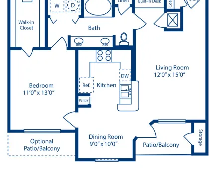 Camden Holly Springs Houston Apartment Floor Plan 5