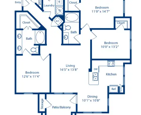 Camden Whispering Oaks Apartments Floorplan 8