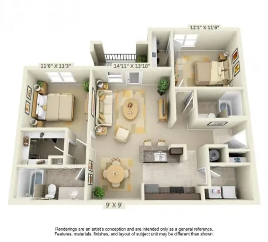 Century South Shore Houston Apartment Floor Plan 3