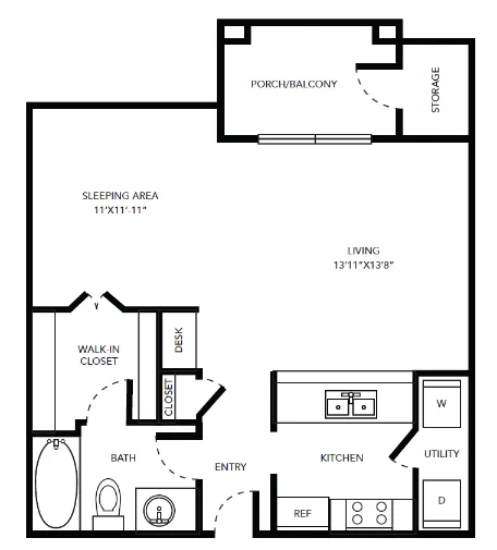 Eastbridge Apartments Dallas Apartment Floor Plan 1