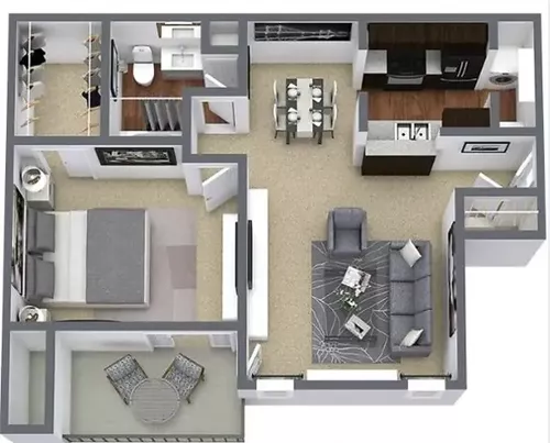 Exchange 7272 Apartments Floorplan 1