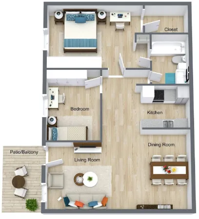 Falls of Beechnut Apartments Houston Floor Plan 3