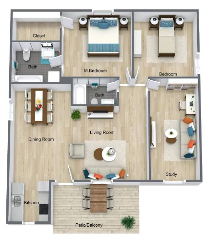 Falls of Beechnut Apartments Houston Floor Plan 6