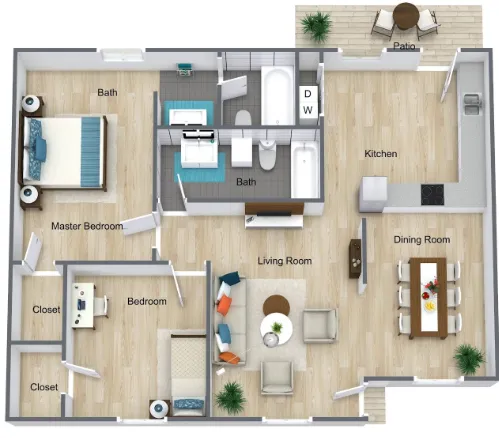 Falls of Beechnut Apartments Houston Floor Plan 7