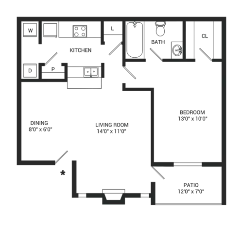 Galleries at Park Lane Apartment Homes Floorplan 1