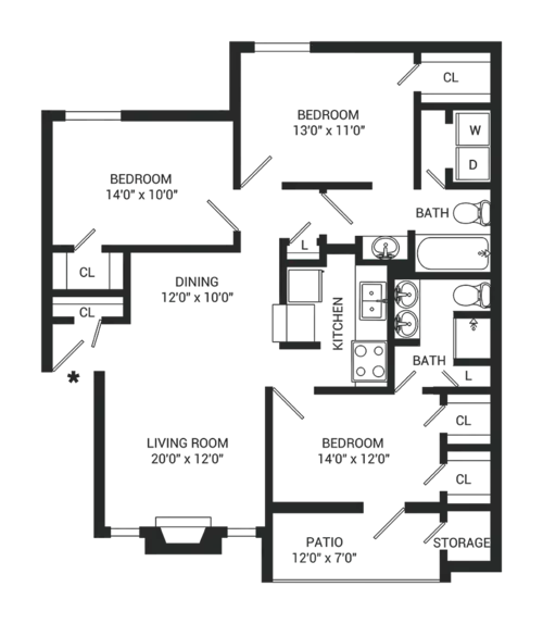 Galleries at Park Lane Apartment Homes Floorplan 2