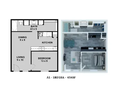 Gia @ Westchase Houston Apartment Floor Plan 1