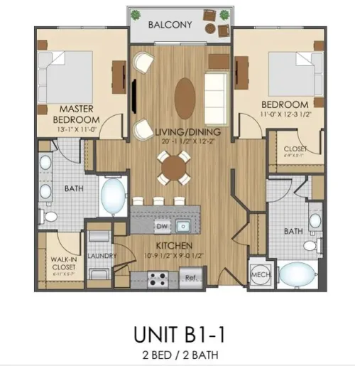 Hidden Creek Apartments Dallas floorplan 1