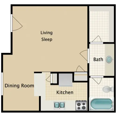 Hillcrest Village Apartments FloorPlan 1