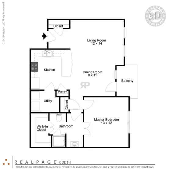 HomeTowne on Bellfort Houston Apartment Floor Plan 1