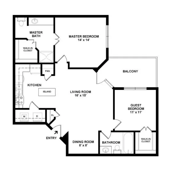 HomeTowne on Bellfort Houston Apartment Floor Plan 2