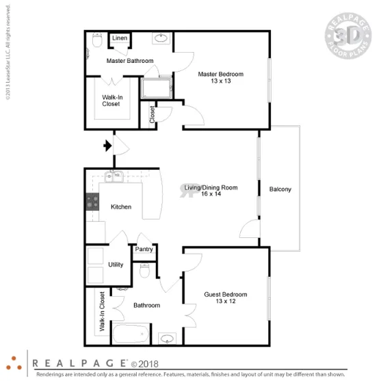 HomeTowne on Bellfort Houston Apartment Floor Plan 5