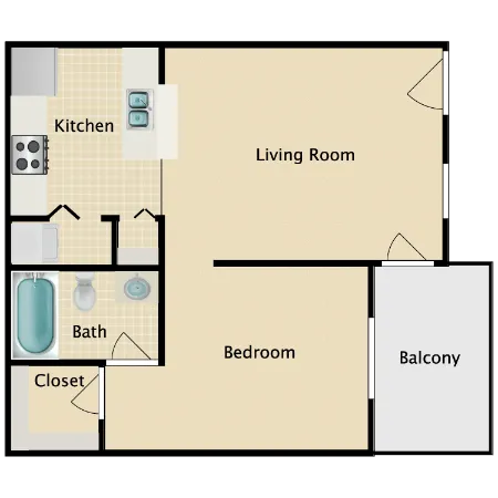 Hunters Point Apartments Houston Floor Plan 1