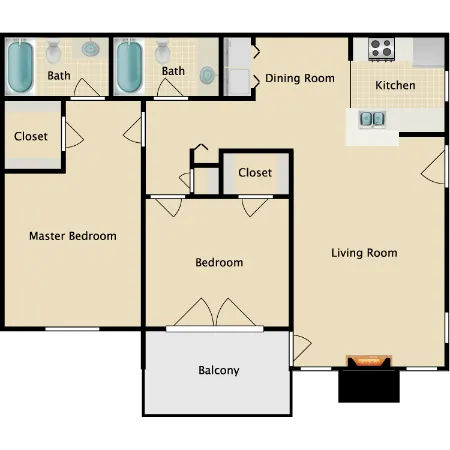 Hunters Point Apartments Houston Floor Plan 6