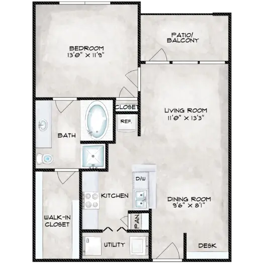 Magnolia Trails Apartments Houston Floor Plan 1