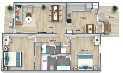 Memorial Falls Apartments Houston Floor Plan 1