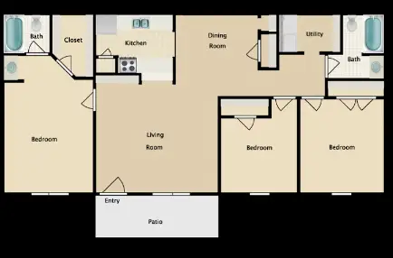 Redford Square Apartments floor plan 1