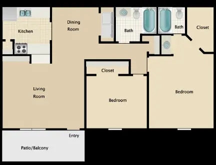 Redford Square Apartments floor plan 2