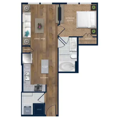 SYNC CityCentre Houston Apartment Floor Plan 1