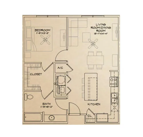 Stonebrook Senior Residences Houston Apartment Floor Plan 1