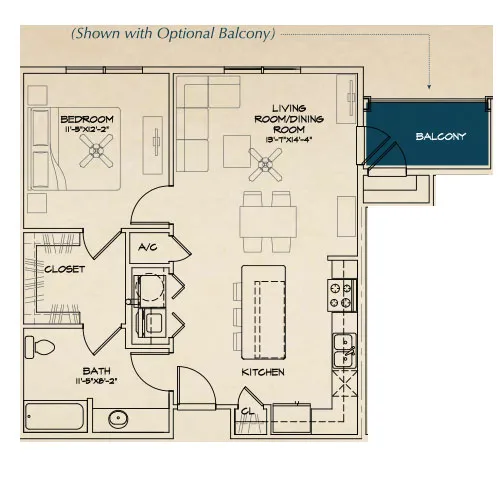 Stonebrook Senior Residences Houston Apartment Floor Plan 2