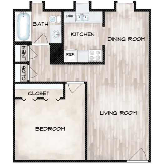 The Berkshire Apartments Houston Floor Plan 1