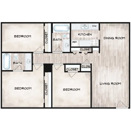 The Berkshire Apartments Houston Floor Plan 4