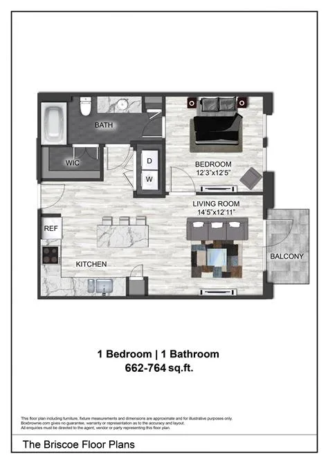 The Briscoe Dallas Apartment Floor Plan 1