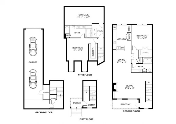 The Caruth Premier Townhome Apartments Dallas Floor Plan 8