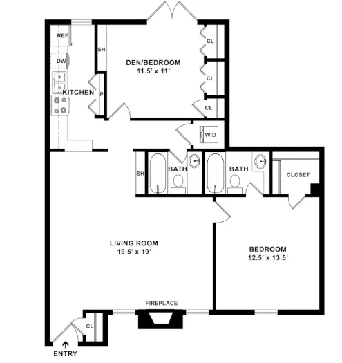 The Fountains of Preston Hollow Dallas Apartment Floor Plan 3