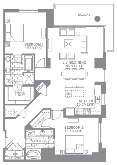 The Katy Apartments Knox Dallas floorplan 1