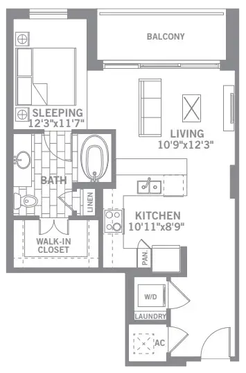 The Katy Apartments Knox Dallas floorplan 1