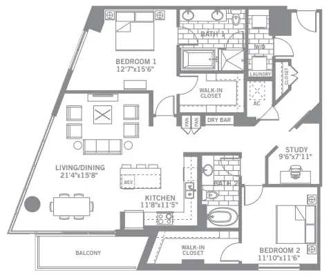 The Katy Apartments Knox Dallas floorplan 10