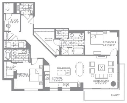 The Katy Apartments Knox Dallas floorplan 14