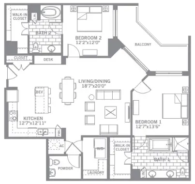 The Katy Apartments Knox Dallas floorplan 3