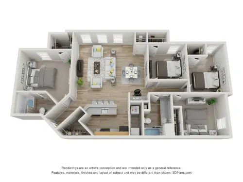 The Life at Clearwood Houston Apartment Floor Plan 3