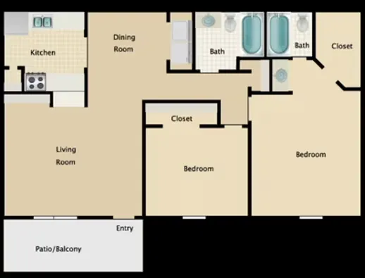 The Redford Apartments Houston Floor Plan 7