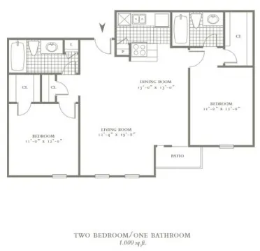 The Village Dakota Dallas Apartment Floor Plan 3