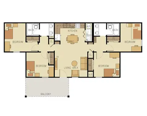 University Apartments Floorplan 1