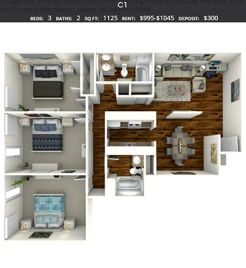 Villas Del Rey Apartments Floorplan 3