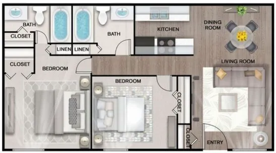 Villas Del Tesoro Dallas Apartment Floor Plan 7