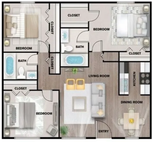 Villas Del Tesoro Dallas Apartment Floor Plan 9