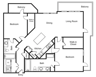 Windsor West Lemmon Dallas Apartment Floor Plan 12