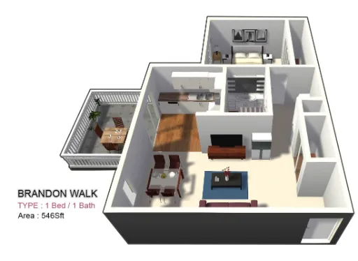 Brandon Walk Apartments Floorplan 1