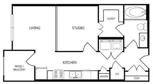 Dominion at Mercer Crossing Farmers Branch Apartment Floor Plan 1