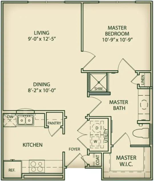 Evergreen At Farmers Branch (Senior) Apartment Floor Plan 1