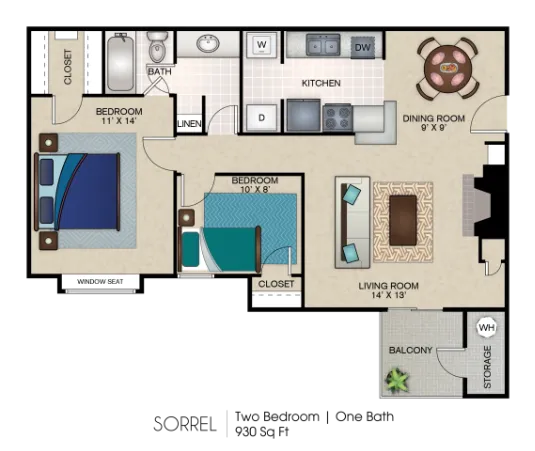 Indian Creek Carrollton Apartment Floor Plan 4